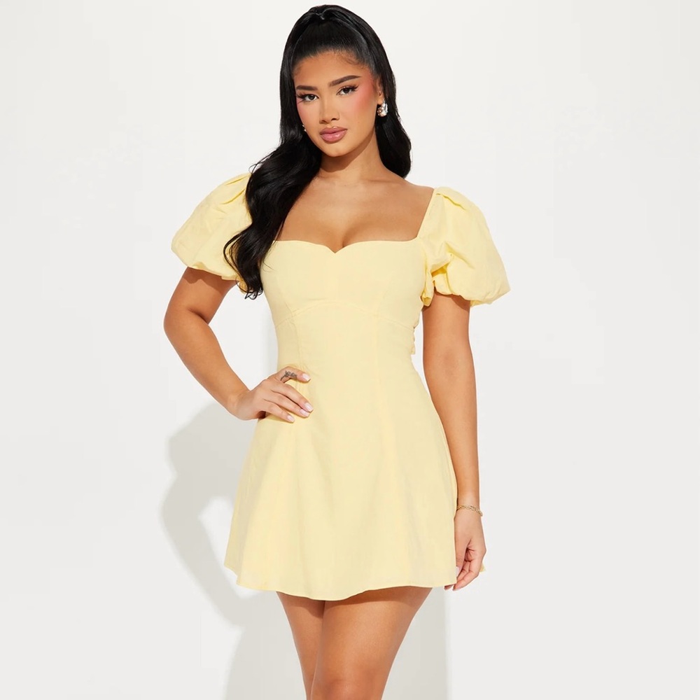 Yellow Linen Mini Dress